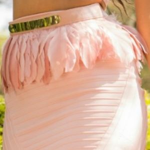 BEBE PINK PEPLUM FEATHER BELT